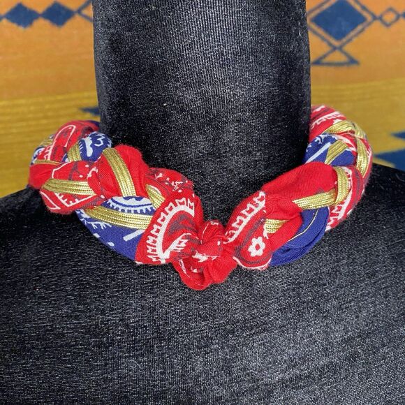 NWOT Bandana Necklace. Artisan Made. USA. Boho. Southwestern. - Picture 4 of 6